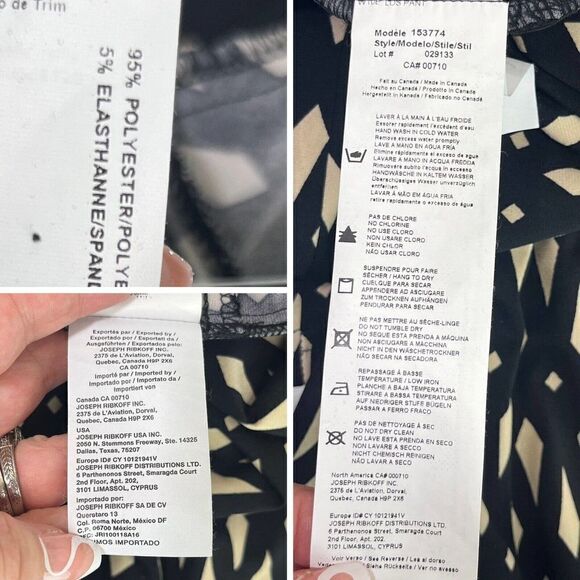 Joseph Ribkoff Black Tan Pants Size 10 Pull On Bell Flare Leg Geometric $170 NEW - Picture 7 of 14